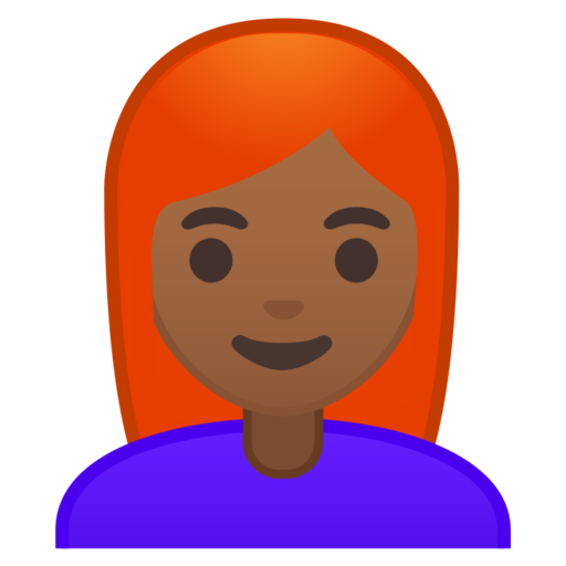 Ícone Do Emoji Da Mulher, Tom De Pele Escuro, Cabelo Vermelho