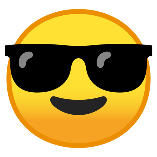 cara sonriente con emoticono de gafas de sol