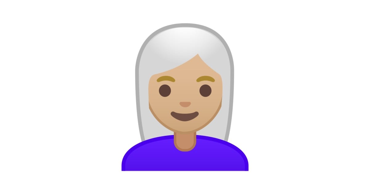 👩🏼‍🦳 Woman Mediumlight Skin Tone, White Hair Emoji