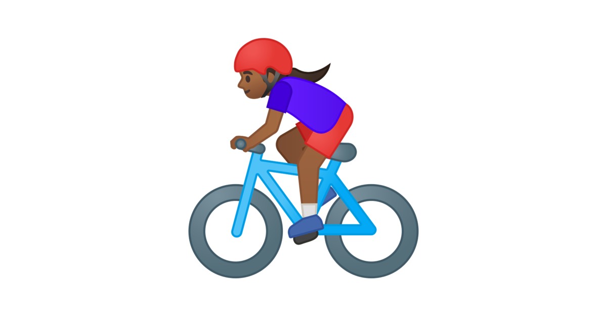 🚴🏾‍♀️ Cycliste Femme Peau Mate Emoji