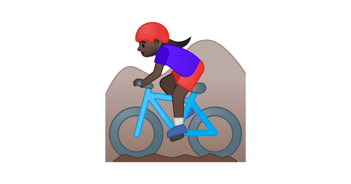 🚵🏿‍♀️ Woman Mountain Biking Dark Skin Tone Emoji