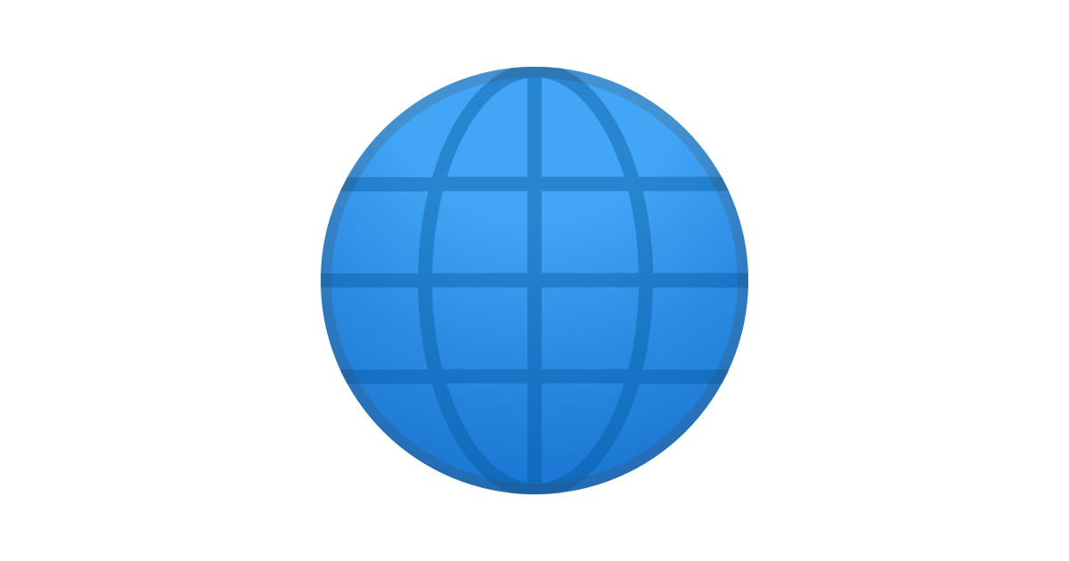 ? Globus mit Meridianen-Emoji in 100 Sprachen