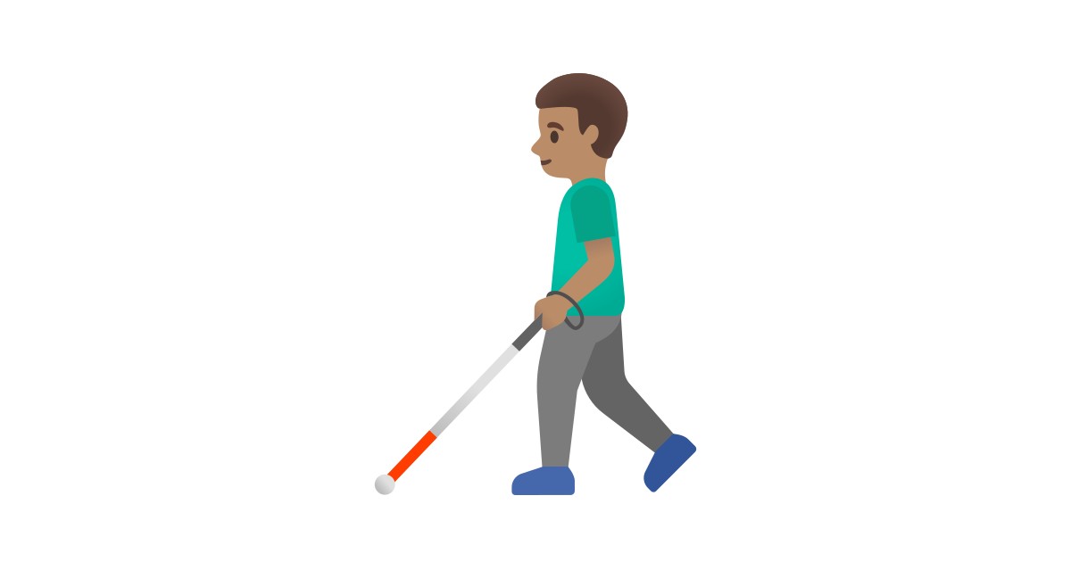 👨🏽‍🦯 Man With White Cane: Medium Skin Tone Emoji