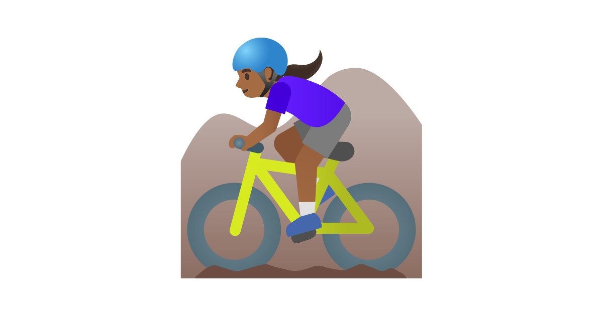 🚵🏾‍♀️ Ciclista Donna Di Mountain Bike Carnagione Abbastanza Scura Emoji