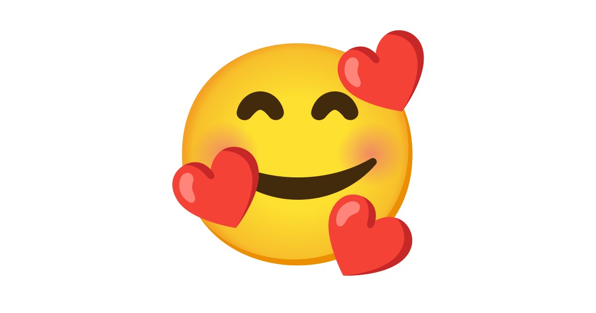🥰 lächelndes Gesicht mit Herzen-Emoji in 100+ Sprachen.