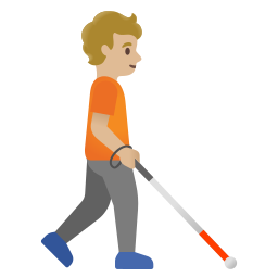 🧑🏼‍🦯‍ ️ Person With White Cane Facing Right: Medium-light Skin Tone Emoji