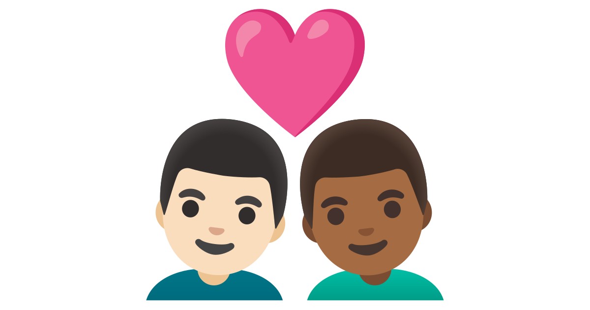 Traducciones del emoji 👨🏻‍ ️‍👨🏾 pareja enamorada: hombre, hombre, tono ...