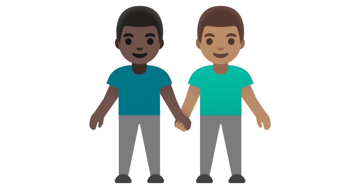 👨🏿‍🤝‍👨🏽 Men Holding Hands: Dark Skin Tone, Medium Skin Tone Emoji