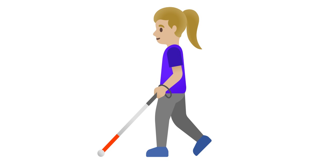 👩🏼‍🦯 Woman With White Cane: Medium-Light Skin Tone Emoji