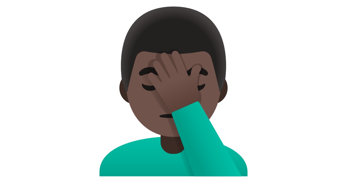 🤦🏿‍♂️ Man Facepalming: Dark Skin Tone Emoji