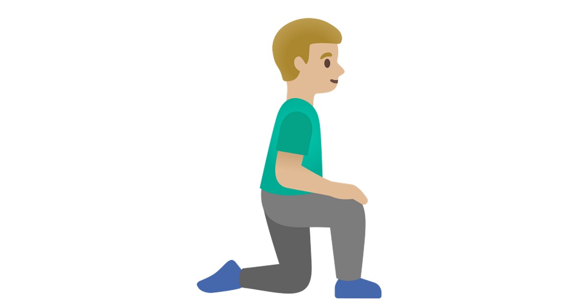 🧎🏼‍♂️‍ ️ Man Kneeling Facing Right: Medium-light Skin Tone Emoji