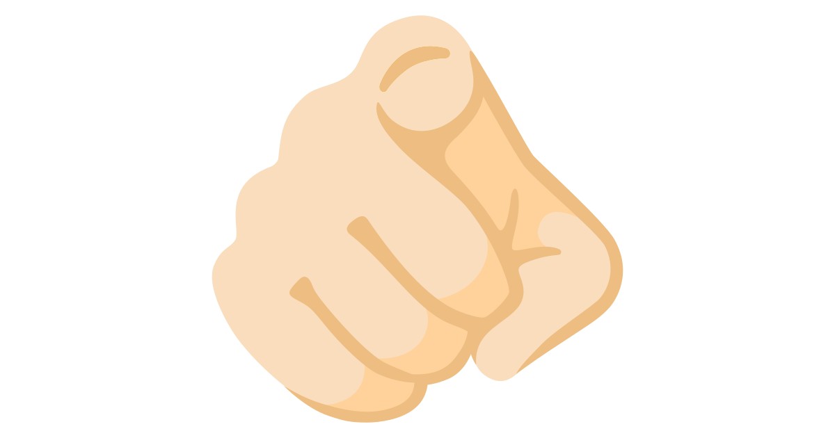 🫵🏻 auf Betrachter zeigender Zeigefinger: helle Hautfarbe Emoji