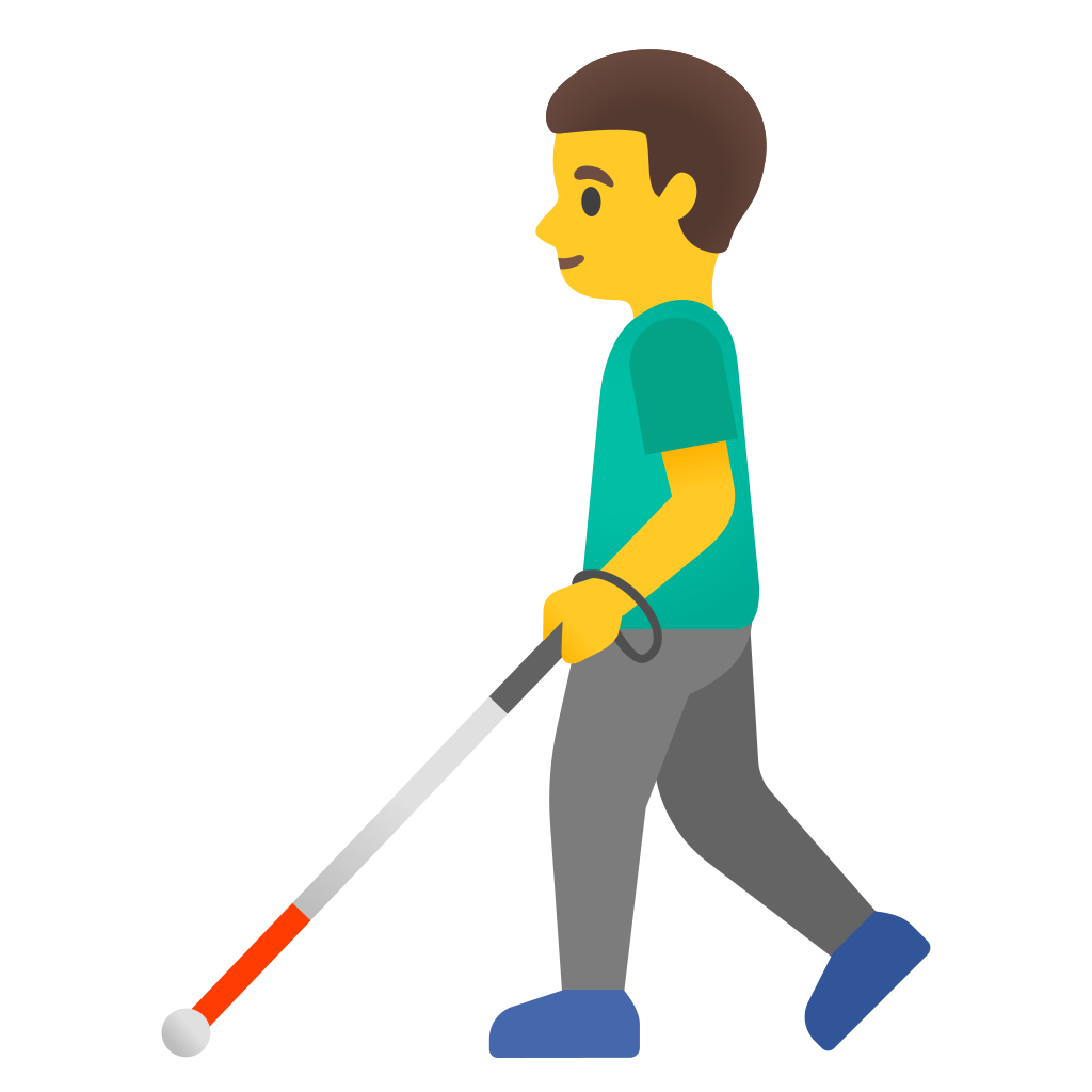 👨‍🦯 Man With White Cane Emoji, Blind Man Emoji