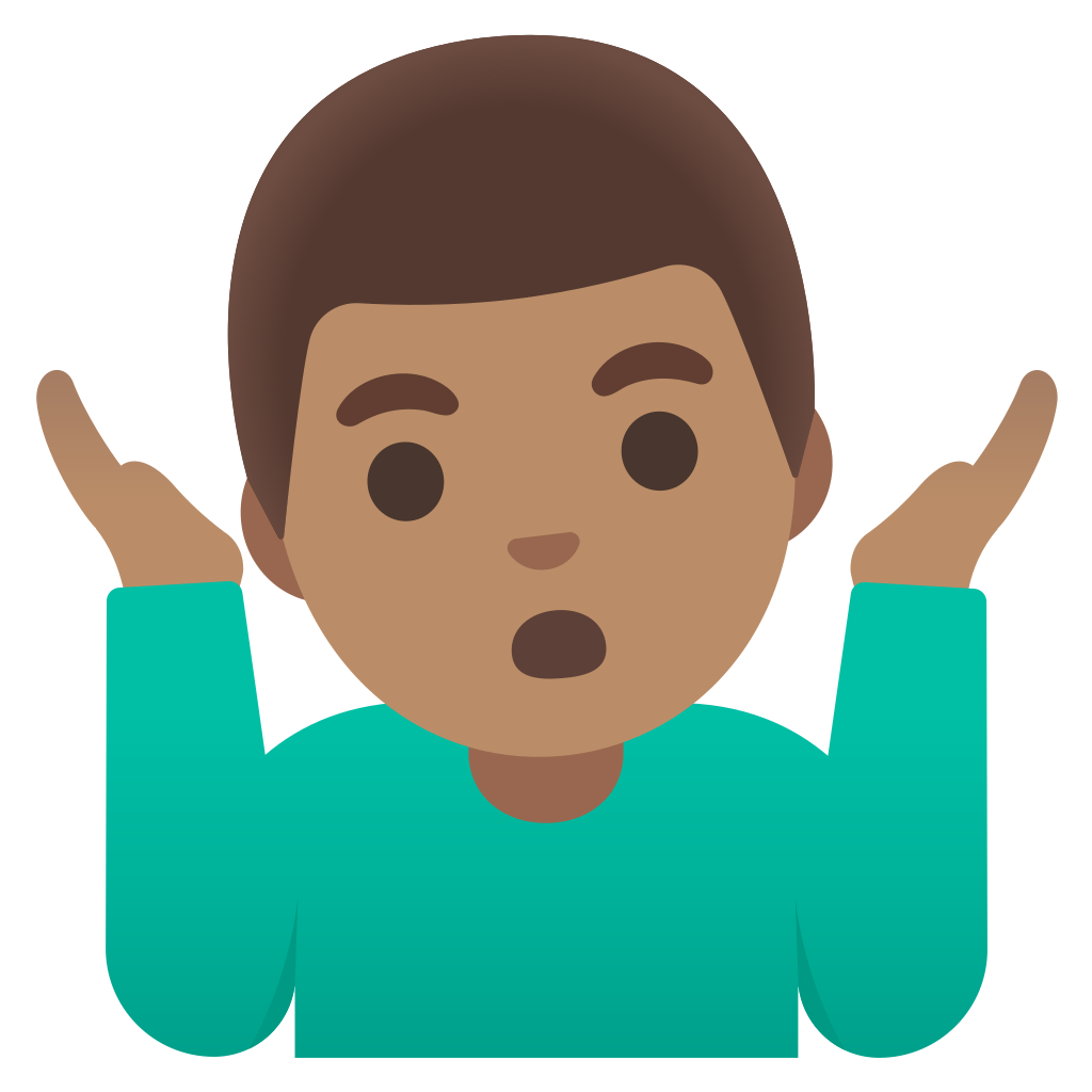 🤷🏽‍♂️ Homme Qui Hausse Les Épaules Peau Légèrement Mate Emoji