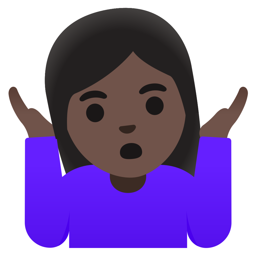 🤷🏿‍♀️ Femme Qui Hausse Les Épaules Peau Foncée Emoji