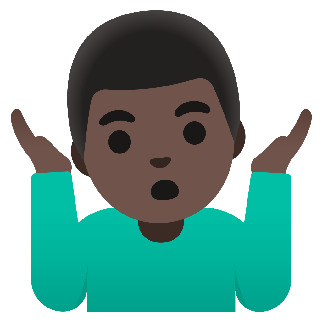 🤷🏿‍♂️ Homme Qui Hausse Les Épaules Peau Foncée Emoji