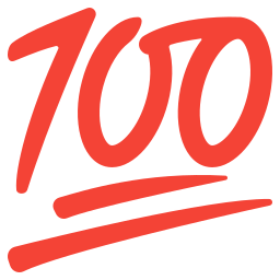 💯 Hundred Points Emoji, 100 Emoji, 100 Points Emoji, 100 Percent Emoji