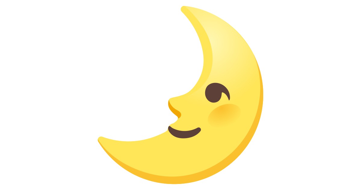 🌛 Premier Quartier De Lune Avec Visage Emoji