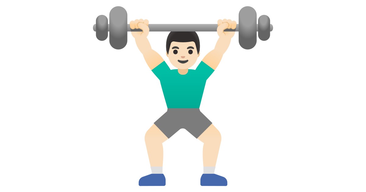 Man Lifting Weights Light Skin Tone in 100+ languages