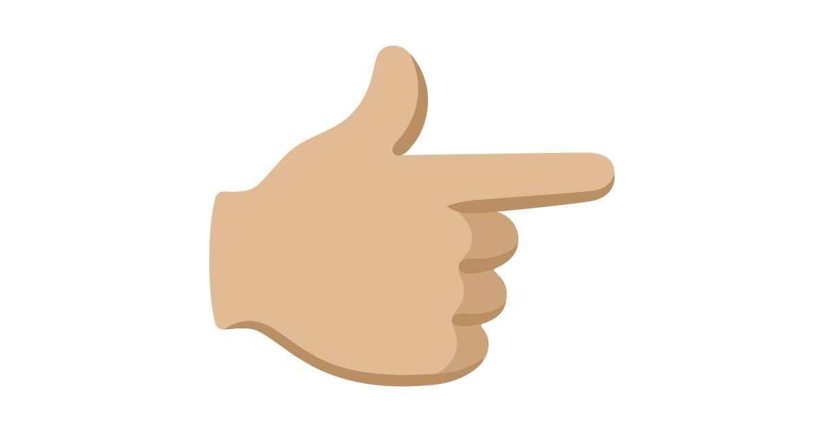 👉🏼 nach rechts weisender Zeigefinger: mittelhelle Hautfarbe Emoji