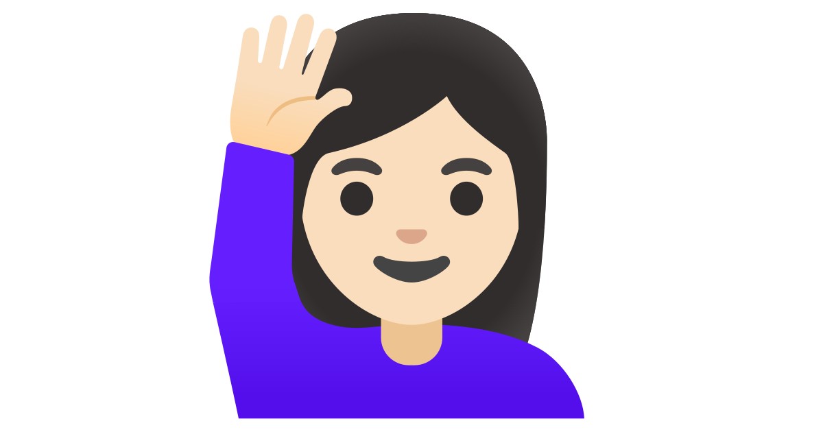 🙋🏻‍♀️ Woman Raising Hand: Light Skin Tone Emoji