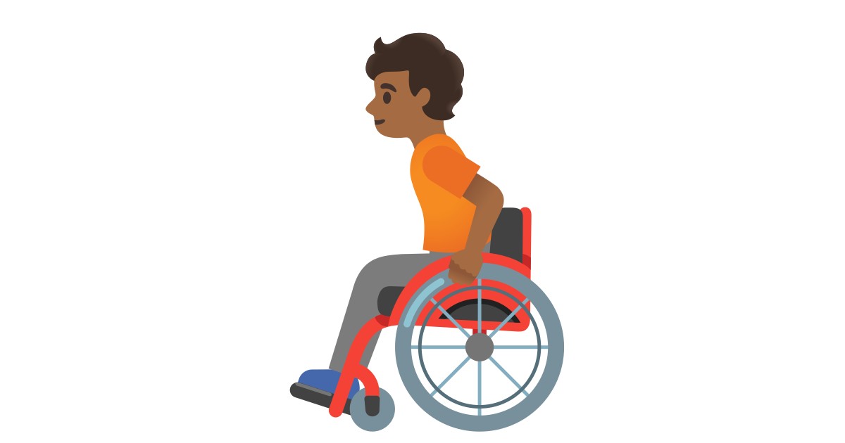 Translate 🧑🏾‍🦽 Person In Manual Wheelchair MediumDark Skin Tone