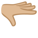 Hand mit Handfläche nach unten: mittelhelle Hautfarbe