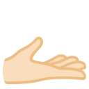 Hand mit Handfläche nach oben: helle Hautfarbe