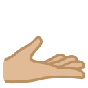 Hand mit Handfläche nach oben: mittelhelle Hautfarbe