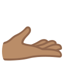 Hand mit Handfläche nach oben: mittlere Hautfarbe