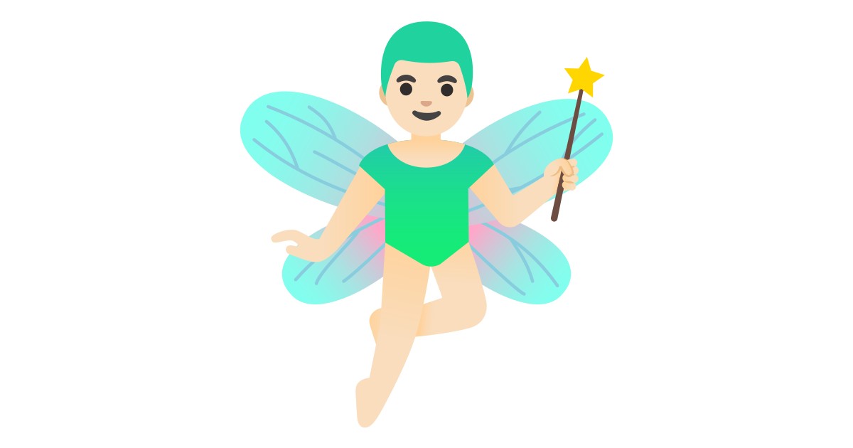 🧚🏻‍♂️ Man Fairy Light Skin Tone Emoji in 100+ languages