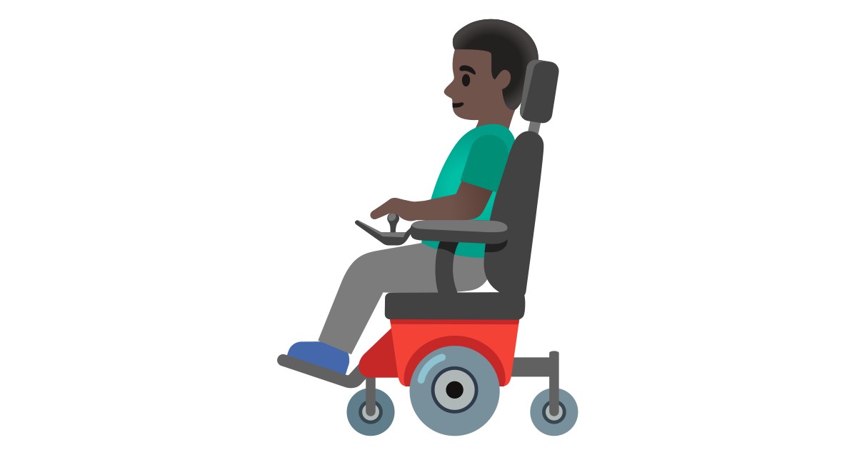 👨🏿‍🦼 Man In Motorized Wheelchair: Dark Skin Tone Emoji