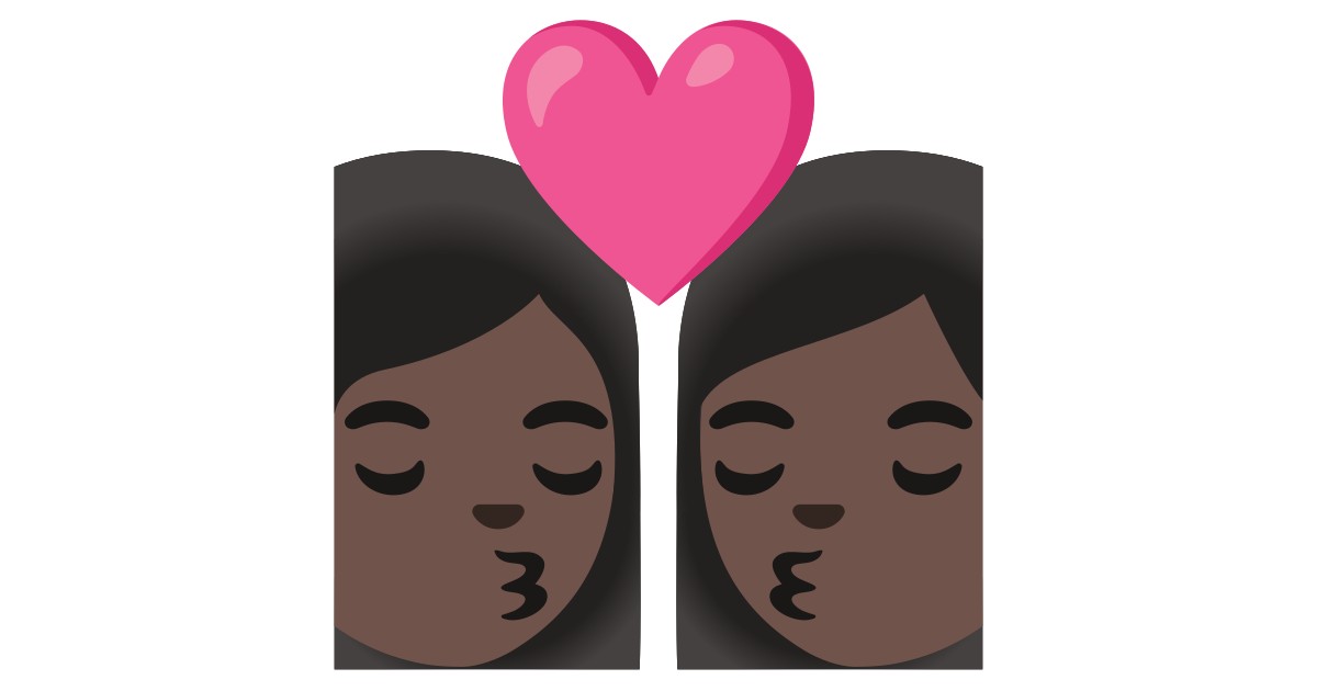 👩🏿‍ ️‍💋‍👩🏿 Beijo Mulher Mulher E Pele Escura Emoji Em 100 Línguas