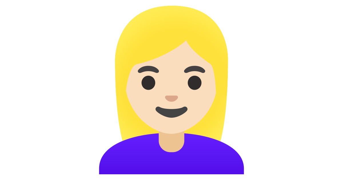 👱🏻‍♀️ Woman Light Skin Tone, Blond Hair Emoji in 100+ languages