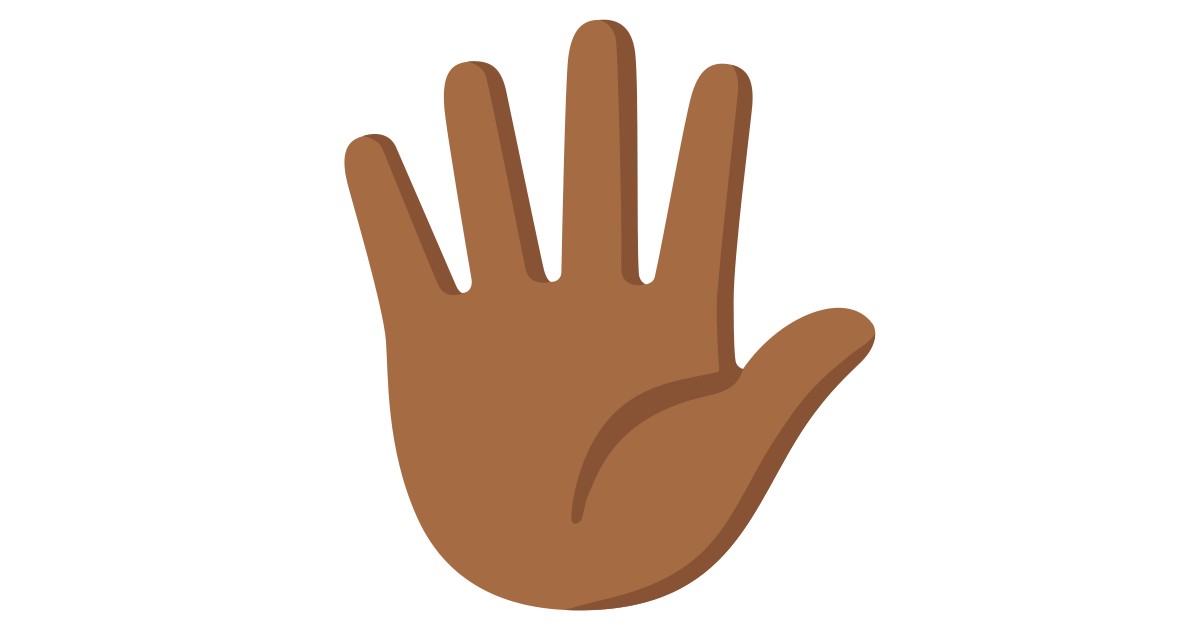 🖐🏾 Mão Aberta Com Os Dedos Separados: Pele Morena Escura Emoji em 100+  línguas