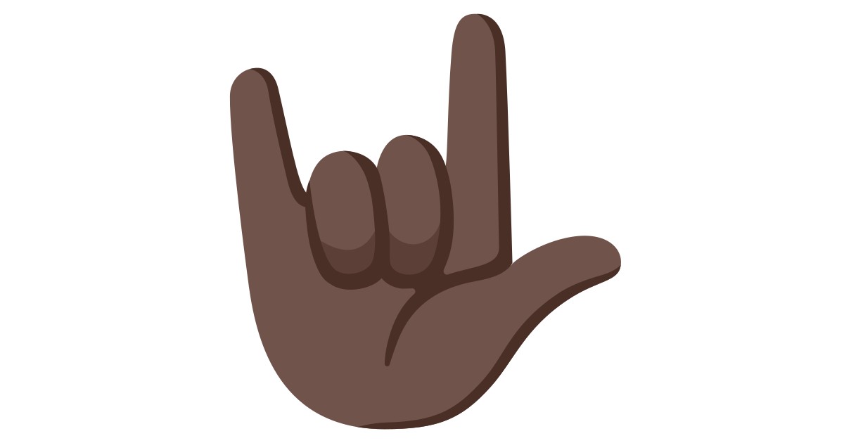 🤟🏿 Gesto Ti Amo: Carnagione Scura Emoji in 100+ lingue