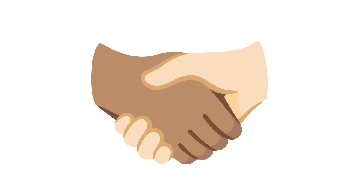 🫱🏽‍🫲🏻 Handshake Medium Skin Tone, Light Skin Tone Emoji in 100+ languages