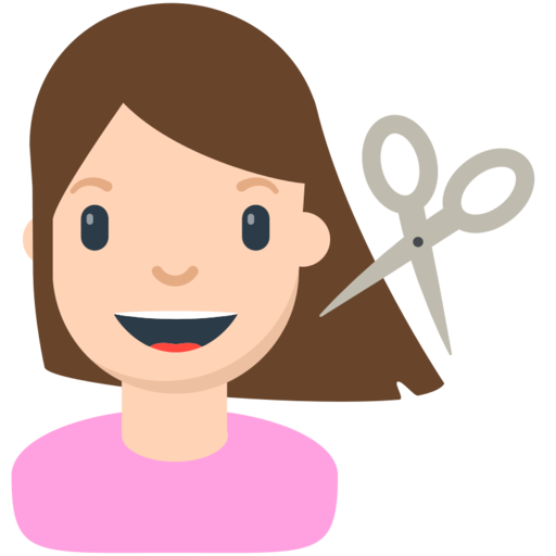 Desenho de Mulher cortando emoji de cabelo para colorir