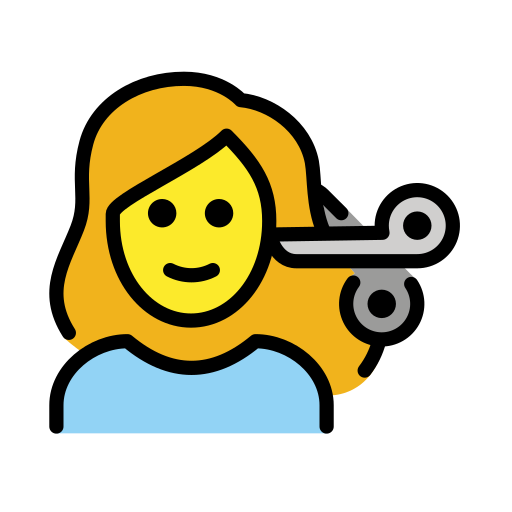 Desenho de Mulher cortando emoji de cabelo para colorir