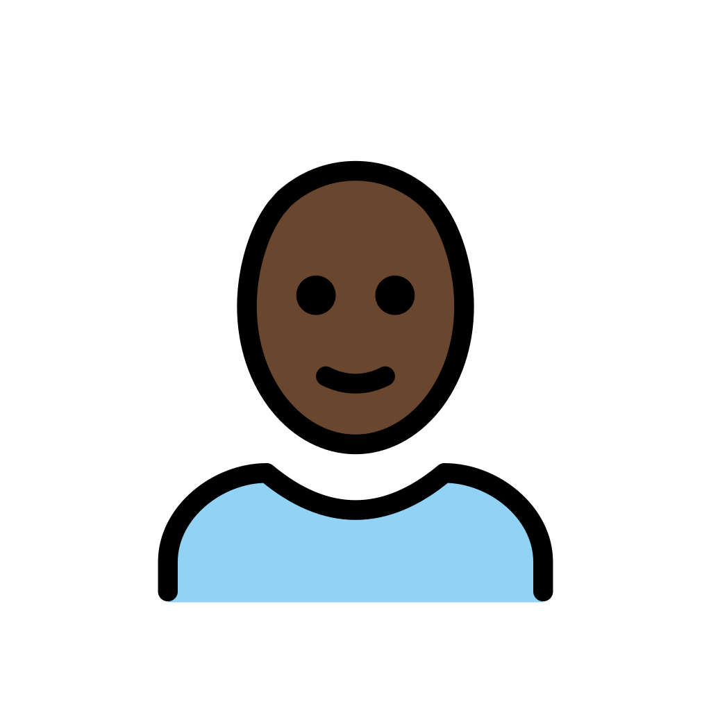 ๐จ๐ฟโ๐ฆฒ Man: Dark Skin Tone, Bald Emoji