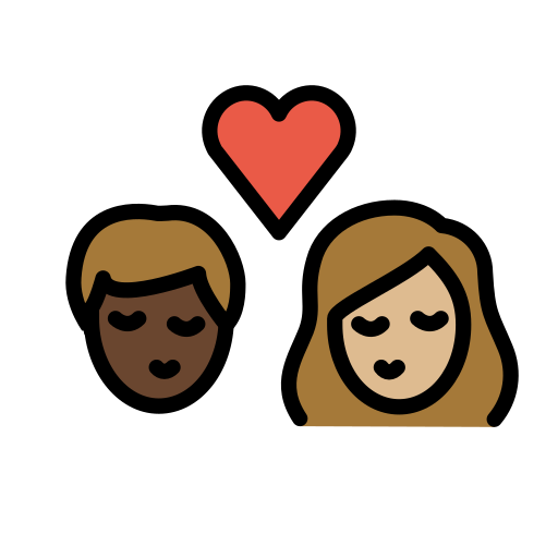 👩🏿‍ ️‍💋‍👨🏼 Kiss: Woman, Man, Dark Skin Tone, Medium-Light Skin Tone Emoji