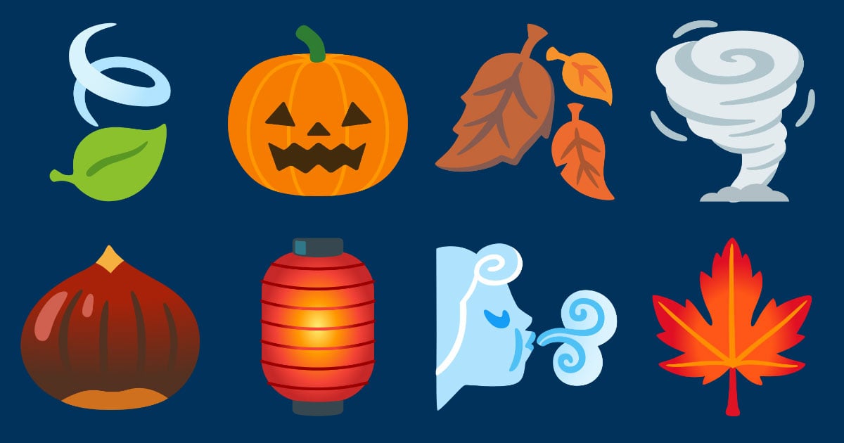 🍁 Autumn Emojis 🍃 🌪️ 🍂 🌰 🏮 🎃 🌬️