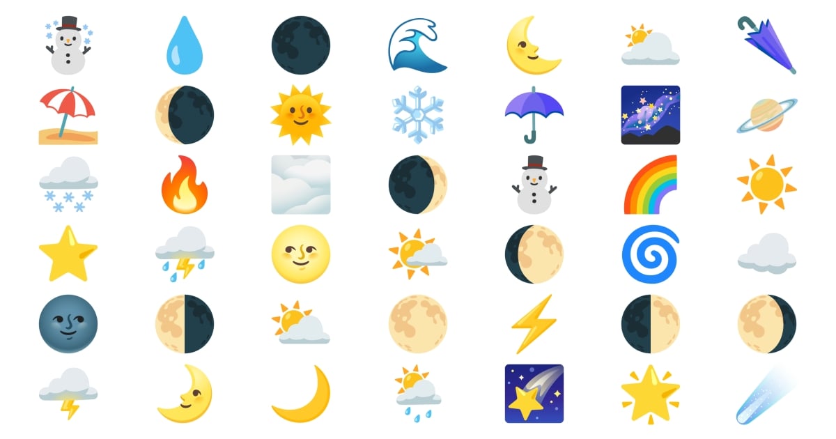 🌑 Cielo & Tempo Emoji ️ 🌂 🌪️ 🌌 🌀 🔥 🌝