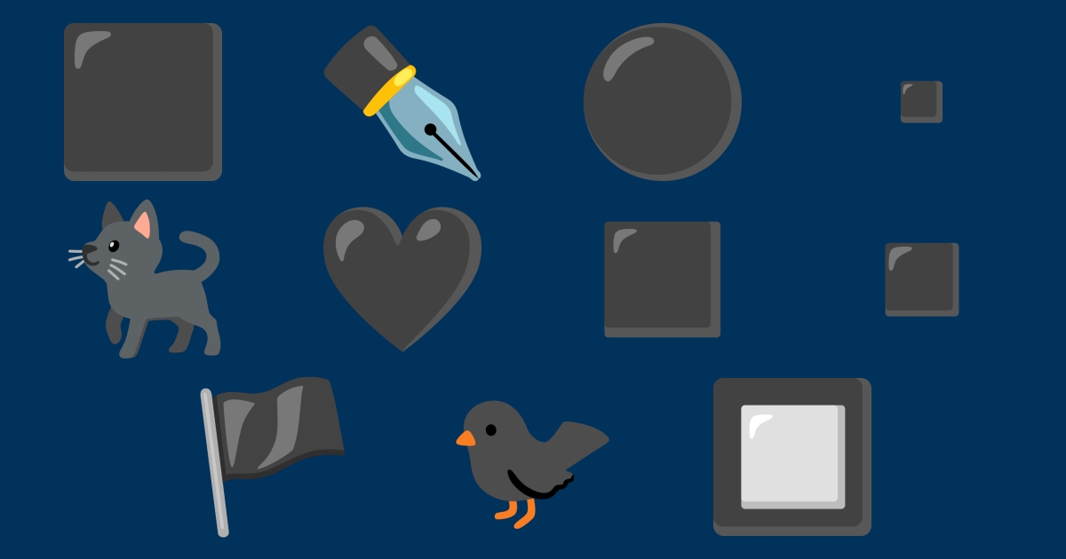 🖤 Black Emojis 🐈‍⬛ 🐦‍⬛ ✒️ ⚫ ⬛ ◼️