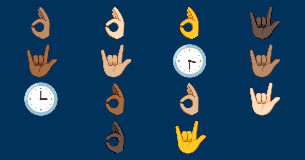 👌 Three Emojis 🤟 🕒 🕞 👌🏻 👌🏼 👌🏽