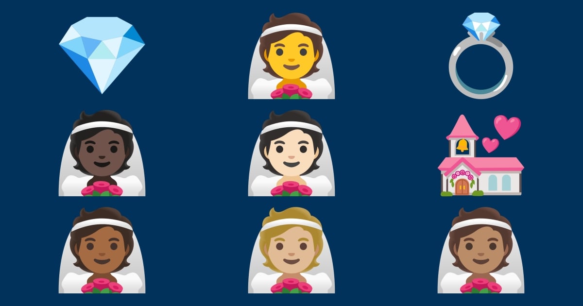 👰 Mariage Emojis 💒 💍 💎 👰🏻 👰🏼 👰🏽