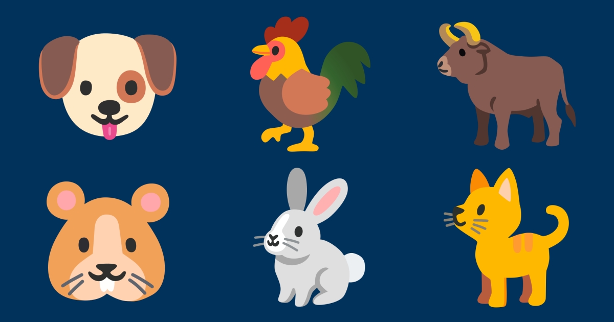 🐶 Domestico Emoji 🐈 🐂 🐹 🐇 🐓