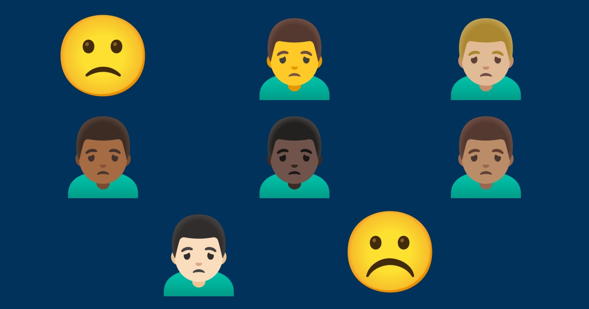 🙁 Corrucciato Emoji ☹️ 🙍♂️ 🙍🏻♂️ 🙍🏼♂️ 🙍🏽♂️ 🙍🏾♂️