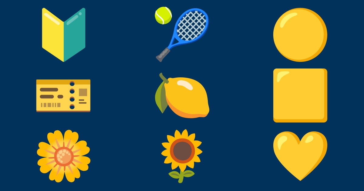 💛 Giallo Emoji 🌻 🌼 🍋 🎫 🎾 🔰
