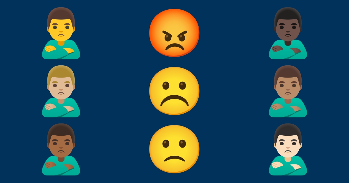🙁 Imbronciato Emoji ☹️ 😡 🙎♂️ 🙎🏻♂️ 🙎🏼♂️ 🙎🏽♂️